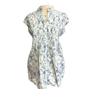 Route 66 White & Blue Floral cottage core whimsical‎ retro Y2K dress 100% cotton